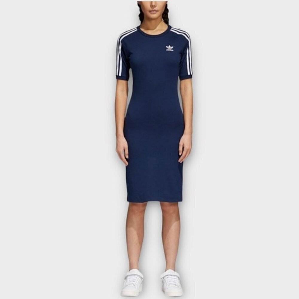 Adidas navy blue bodycon cotton spandex dress size medium